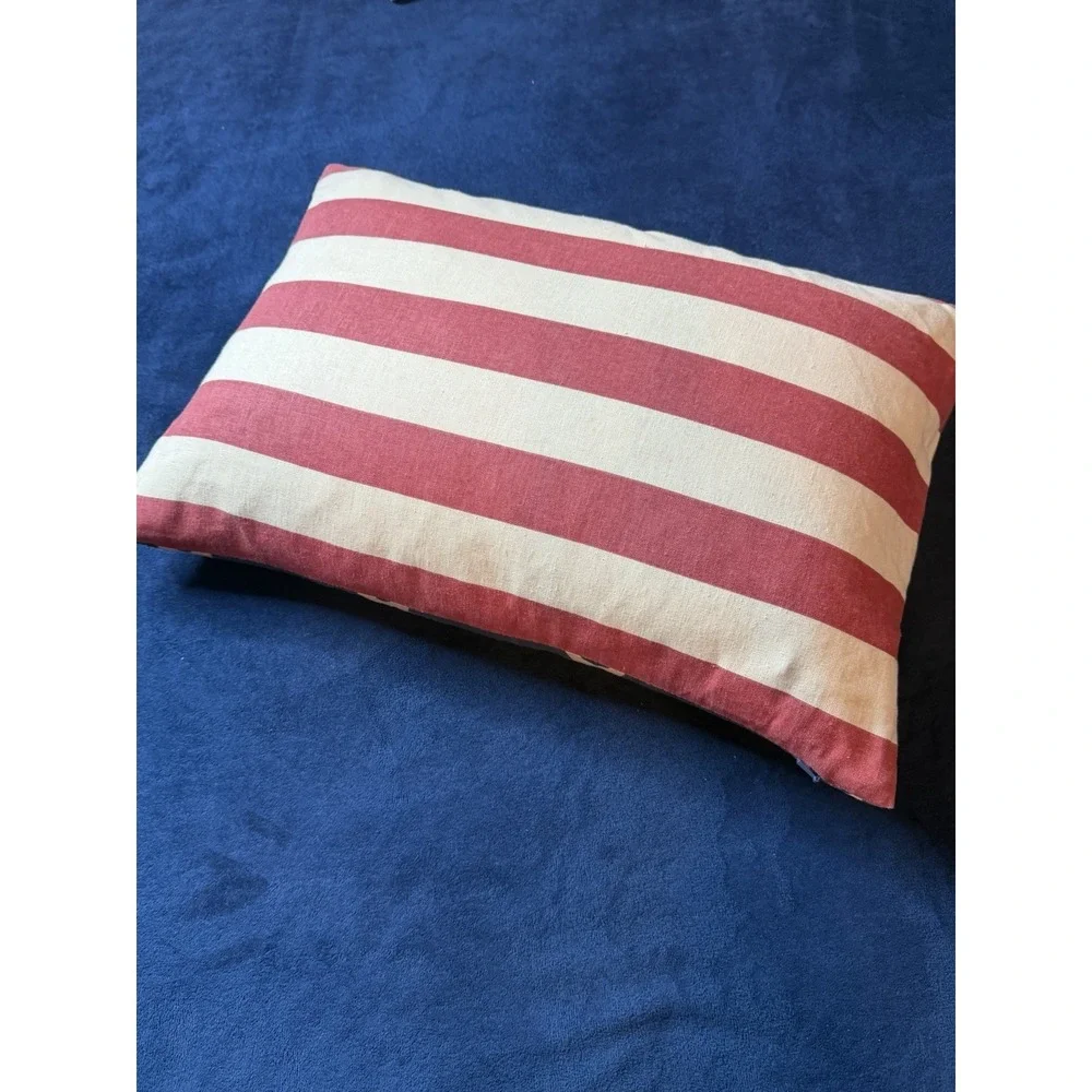 Pottery Barn USA Flag Canvas Pillow Case and Feather Down Insert 14x20 Lumbar